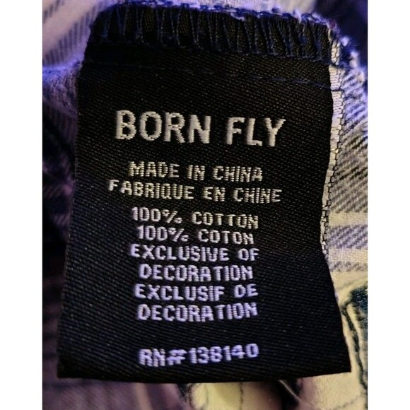 Born Fly Men's Size 2XL Button Fray Short Sleeve Pocket Stay Fly Embroidered - Picture 9 of 10